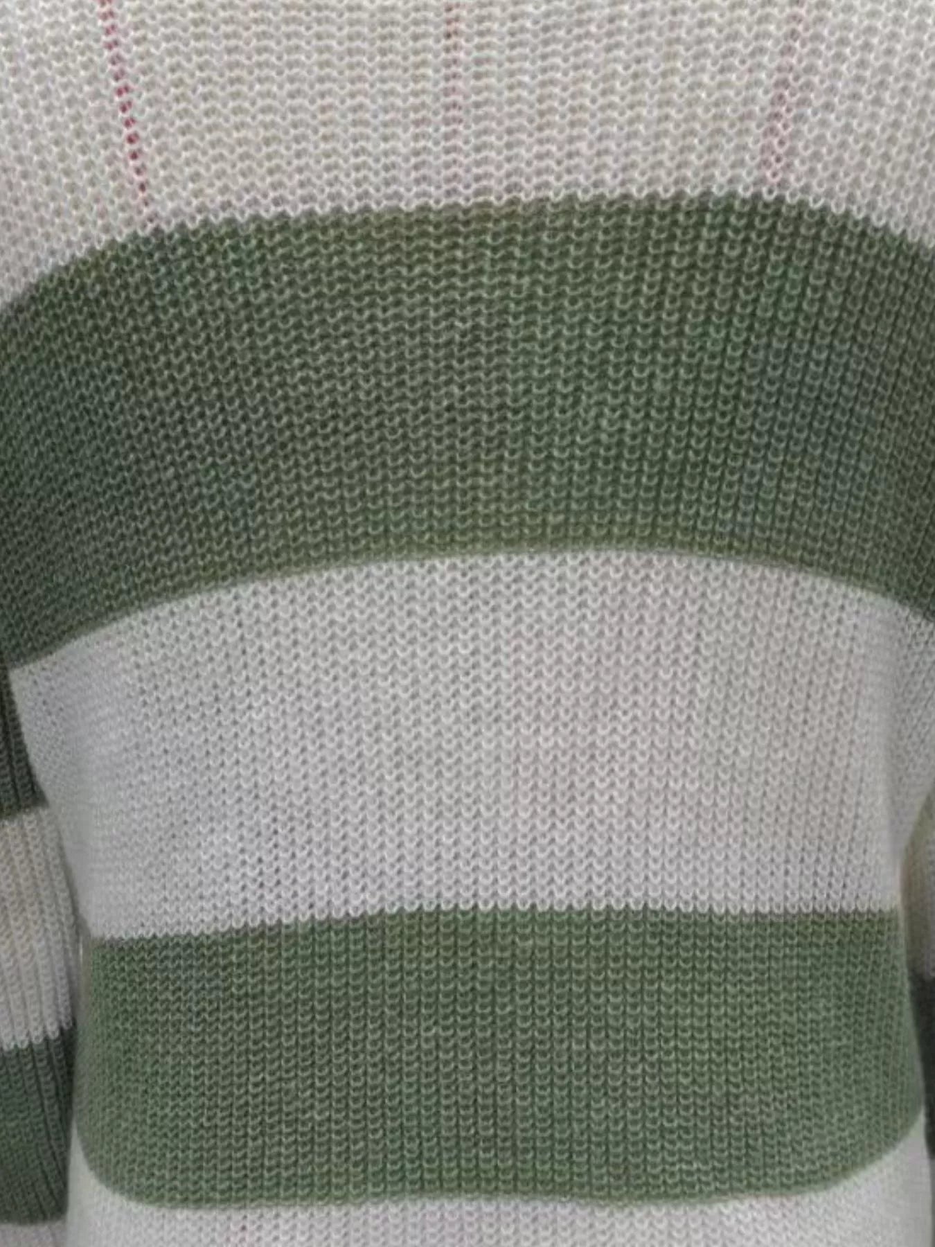 Full Size Contrast Striped Round Neck Sweater Plus Size