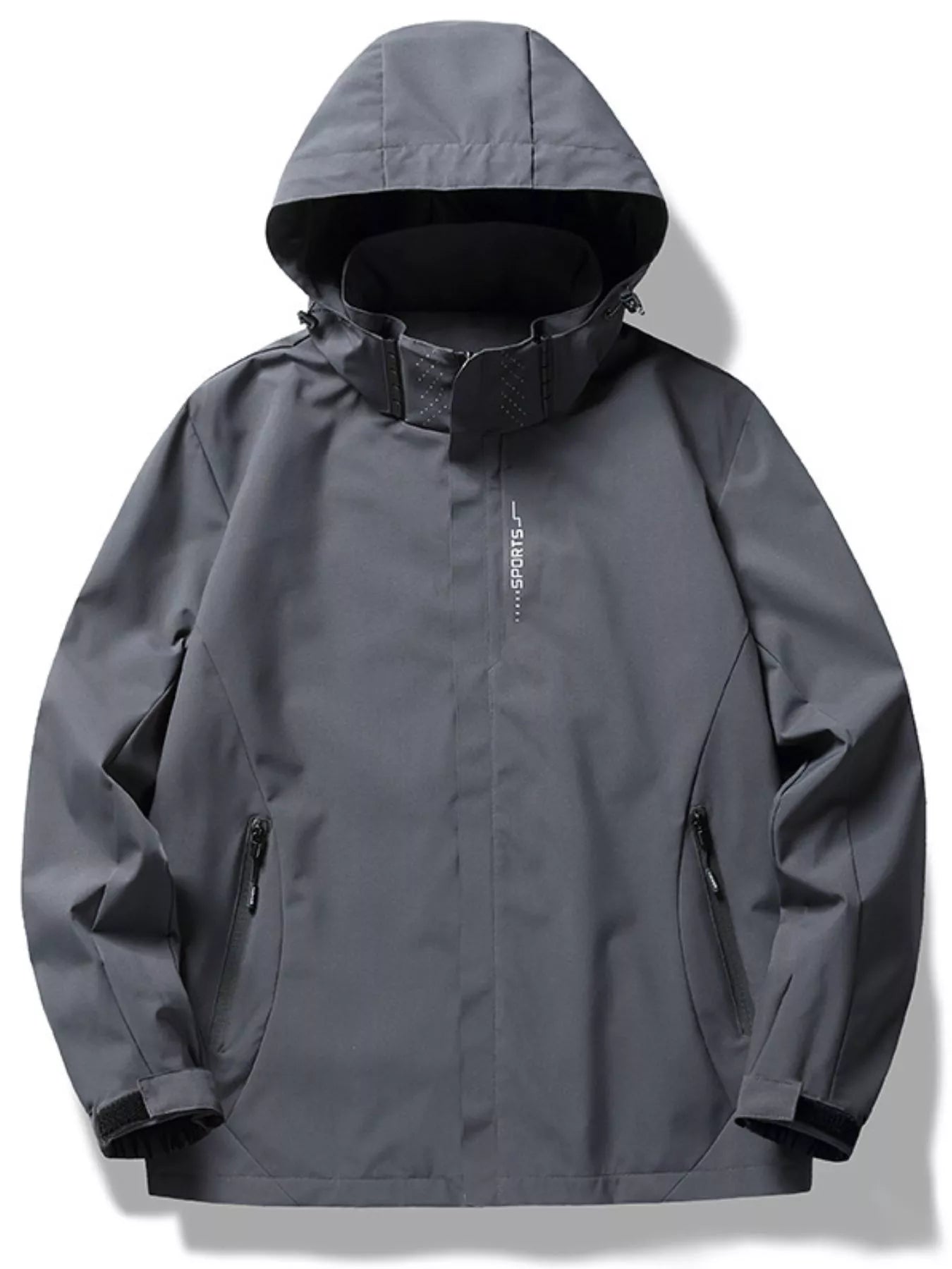 Men's Plus Size Hooded Waterproof Zip Up Jacket