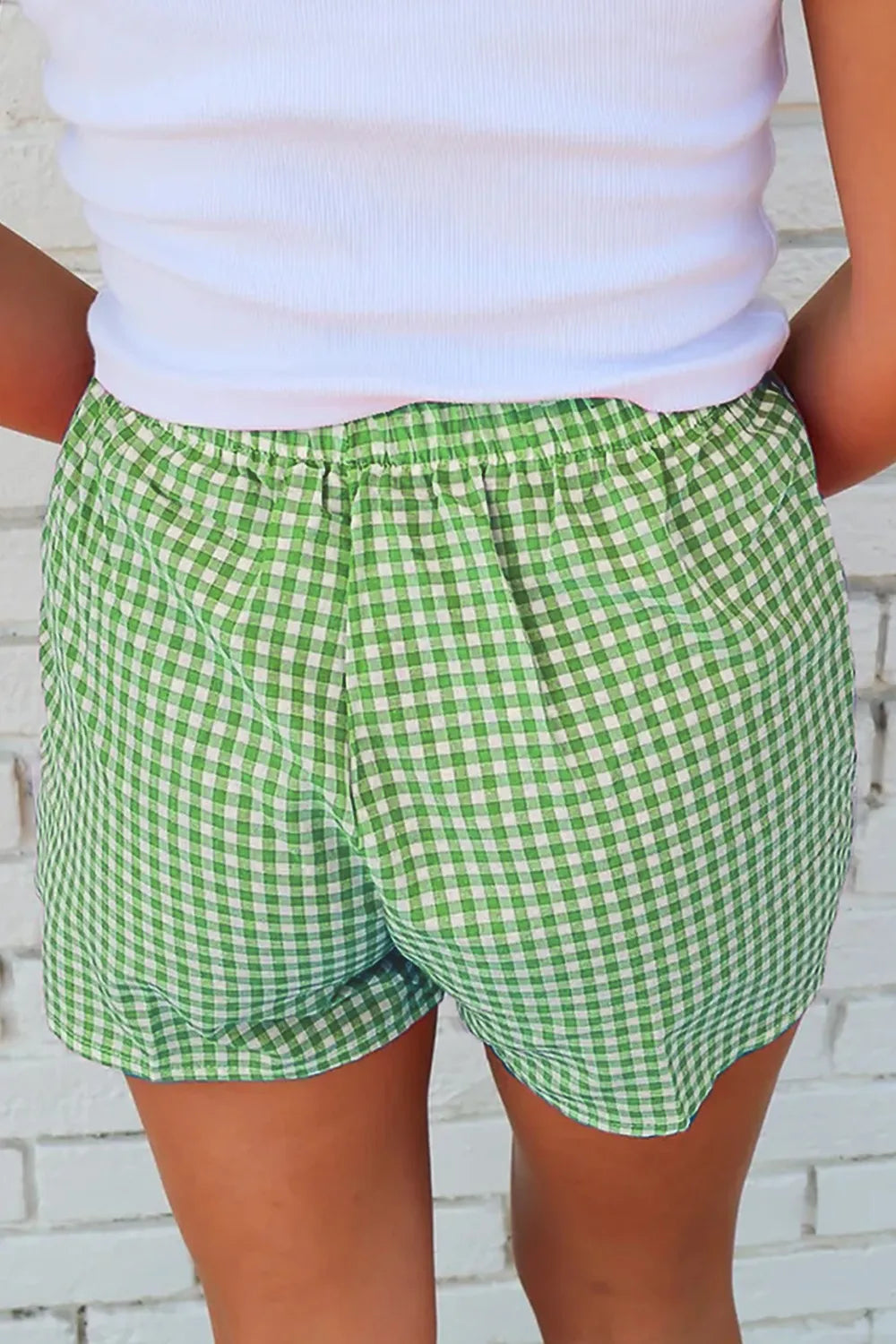 Plaid Elastic Waist Shorts