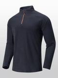 Men's Plus Size Textured Quarter-Zip Long Sleeve Top