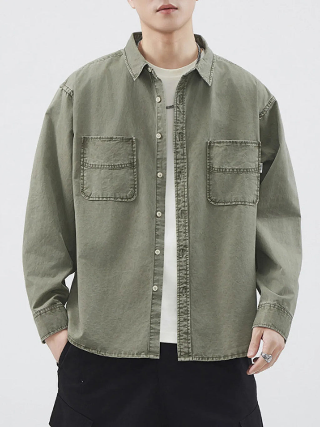 Men's Plus Size Button Up Long Sleeve Shirt