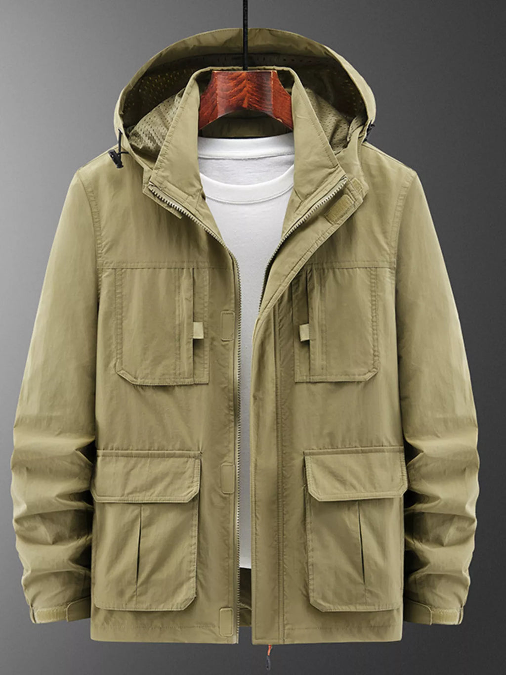 Men's Plus Size Casual Lightweight Hooded Jacket
