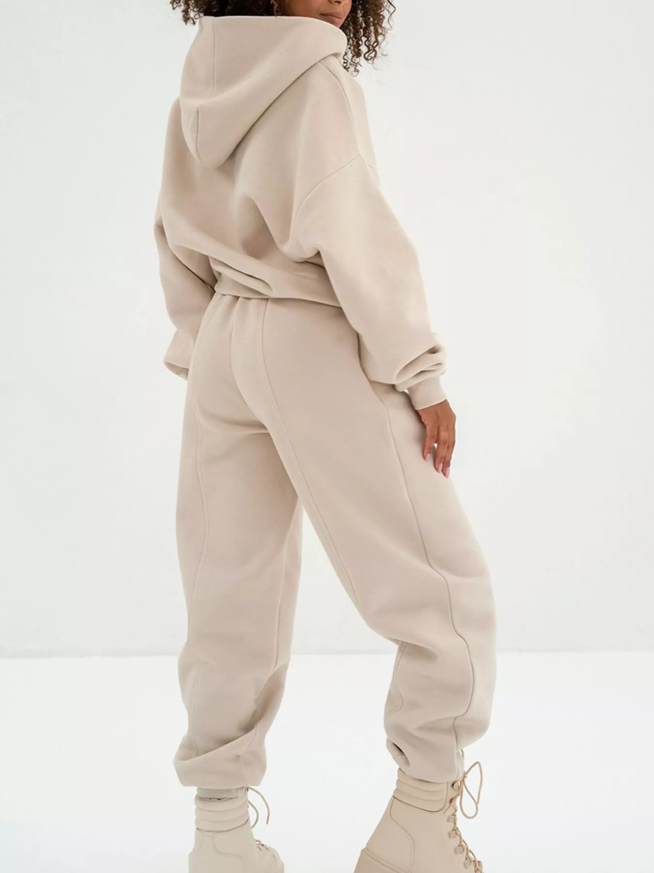 Solid Exposed Seams Hoodie and Joggers Activewear Set