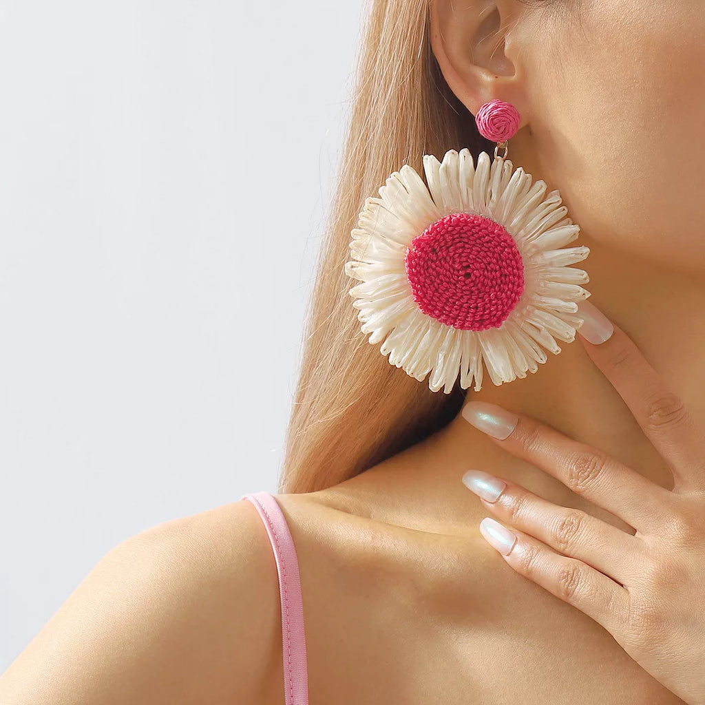Sunflower Rattan Dangle Earrings