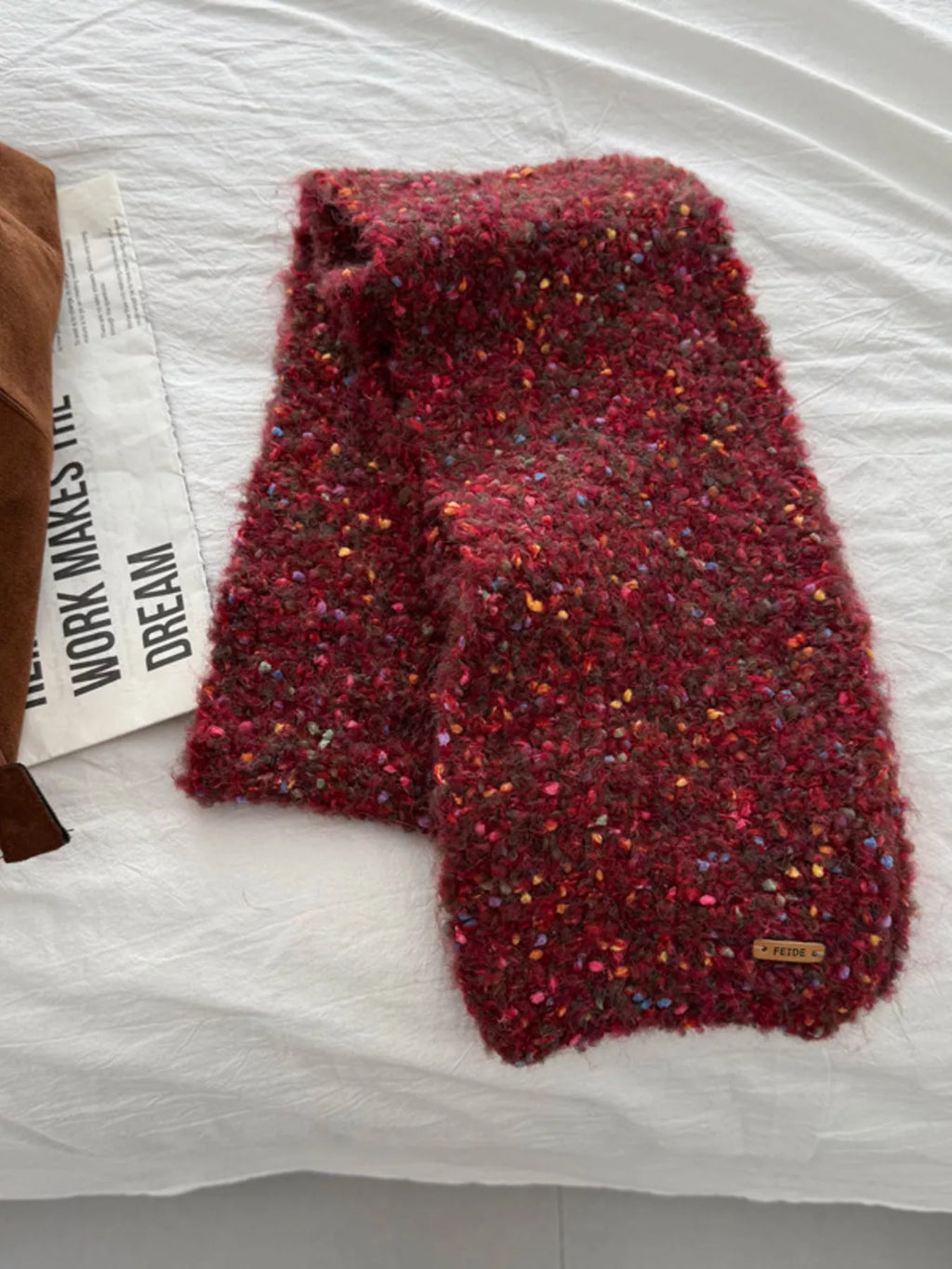 Cozy Knitted Multicolor Speckled Scarf