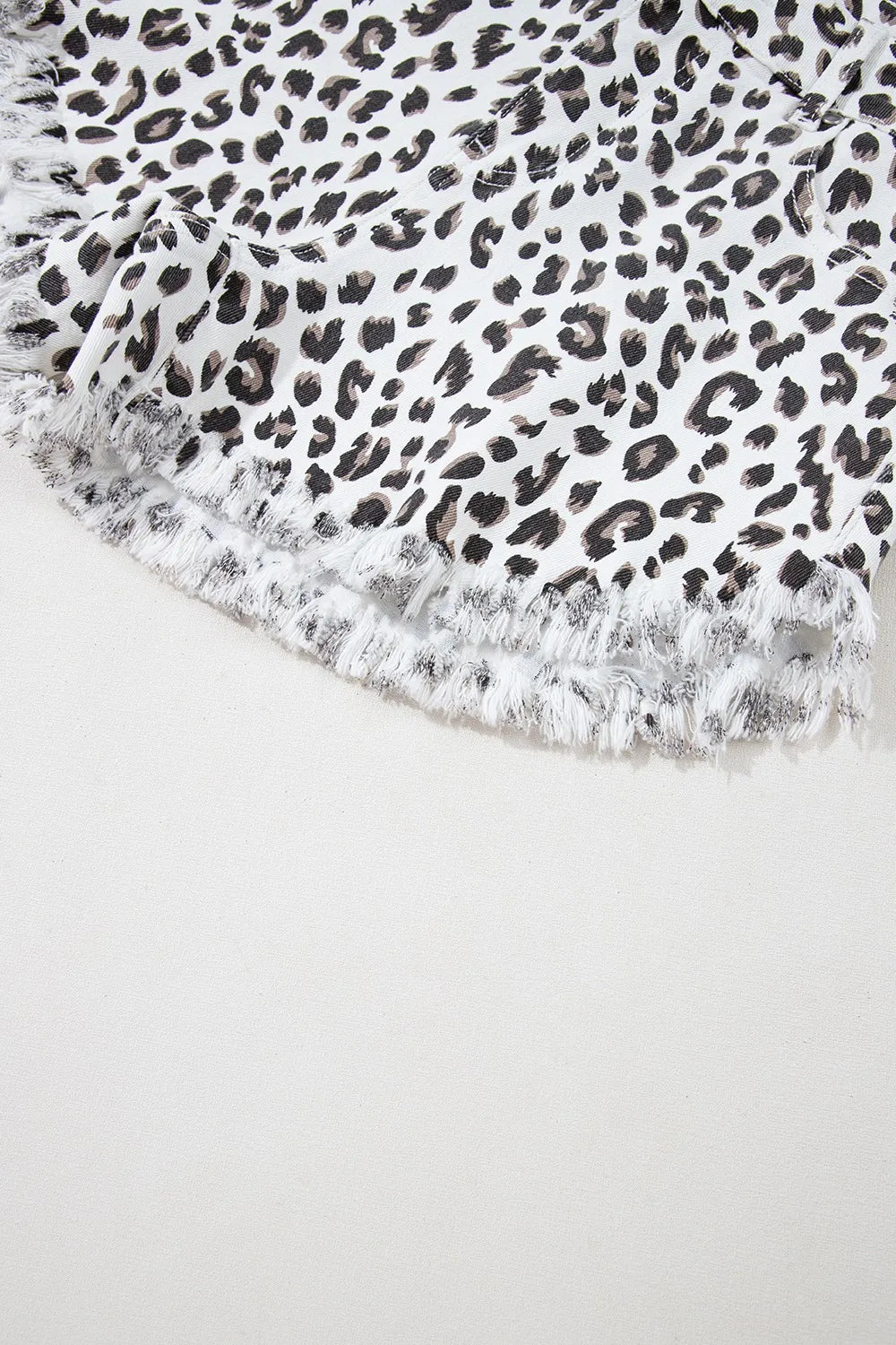 Leopard Frayed Hem Denim Shorts