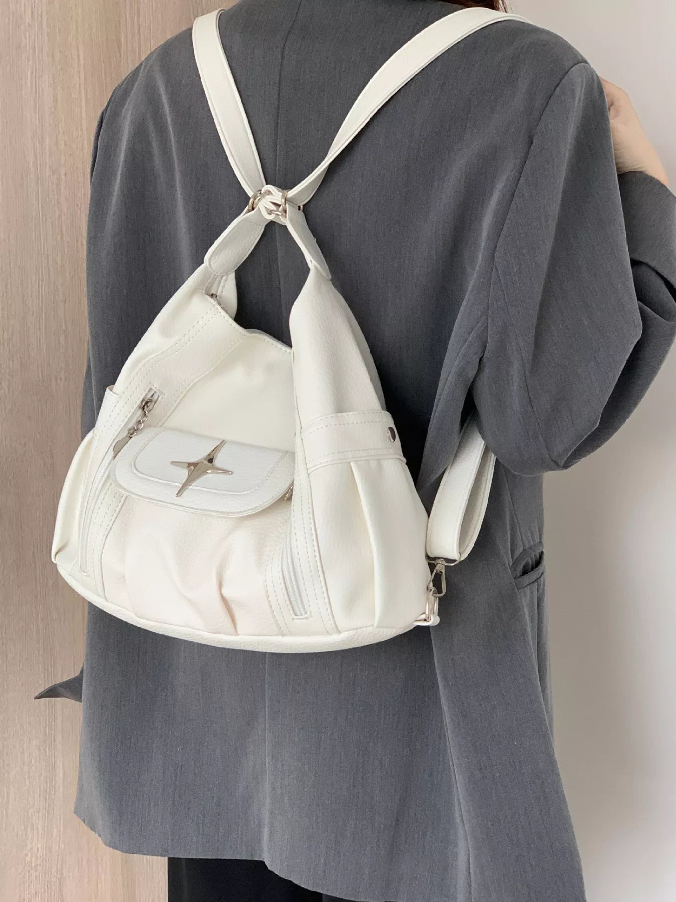 Adjustable Strap Star Decor Convertible Crossbody Bag