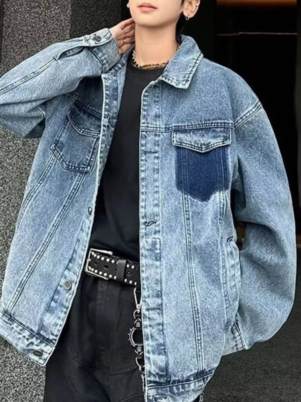 Men's Full Size Button Up Oversized Denim Jacket Plus Size