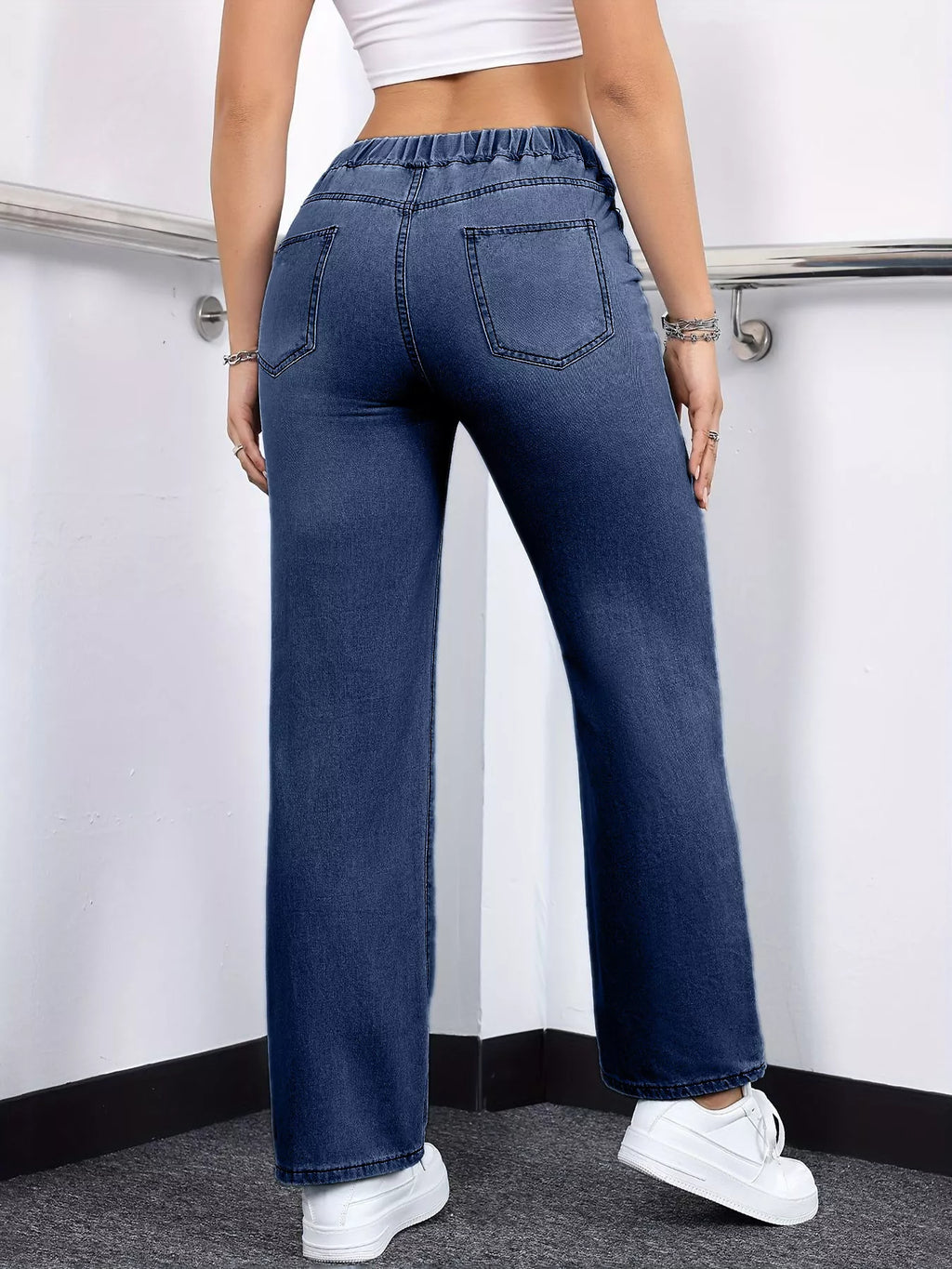 Drawstring Straight Leg Jeans