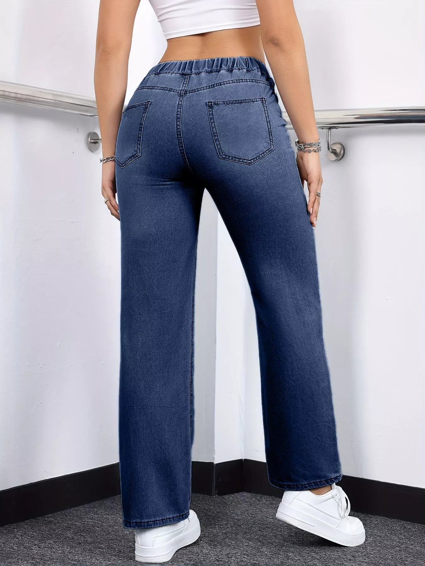 Drawstring Straight Leg Jeans