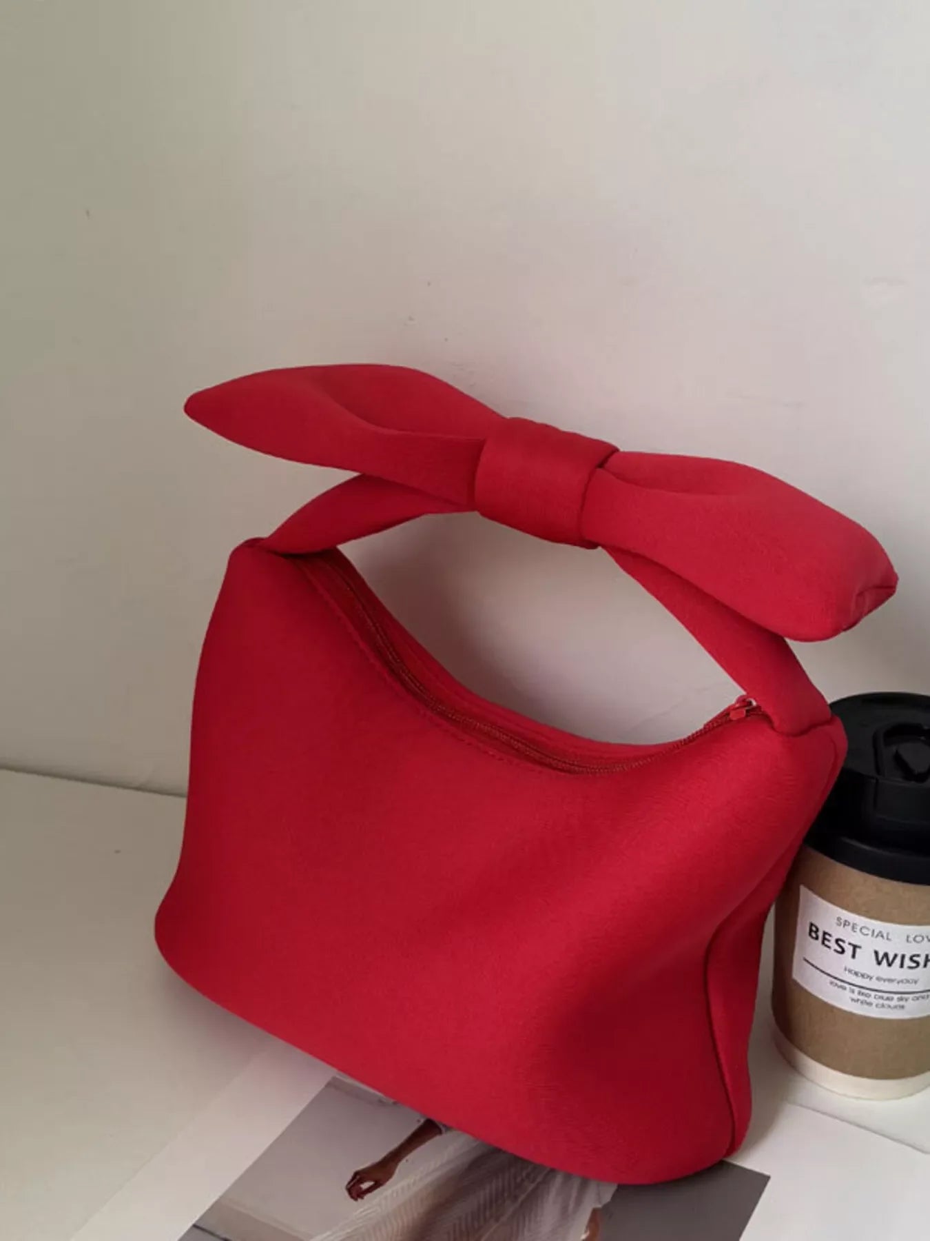 Solid Color Bow Handbag