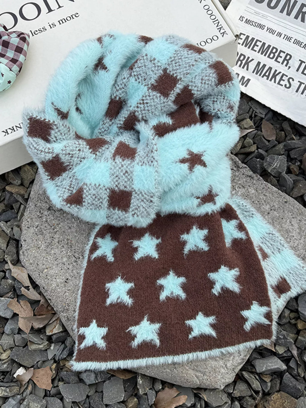 Star Plaid Plush Scarf