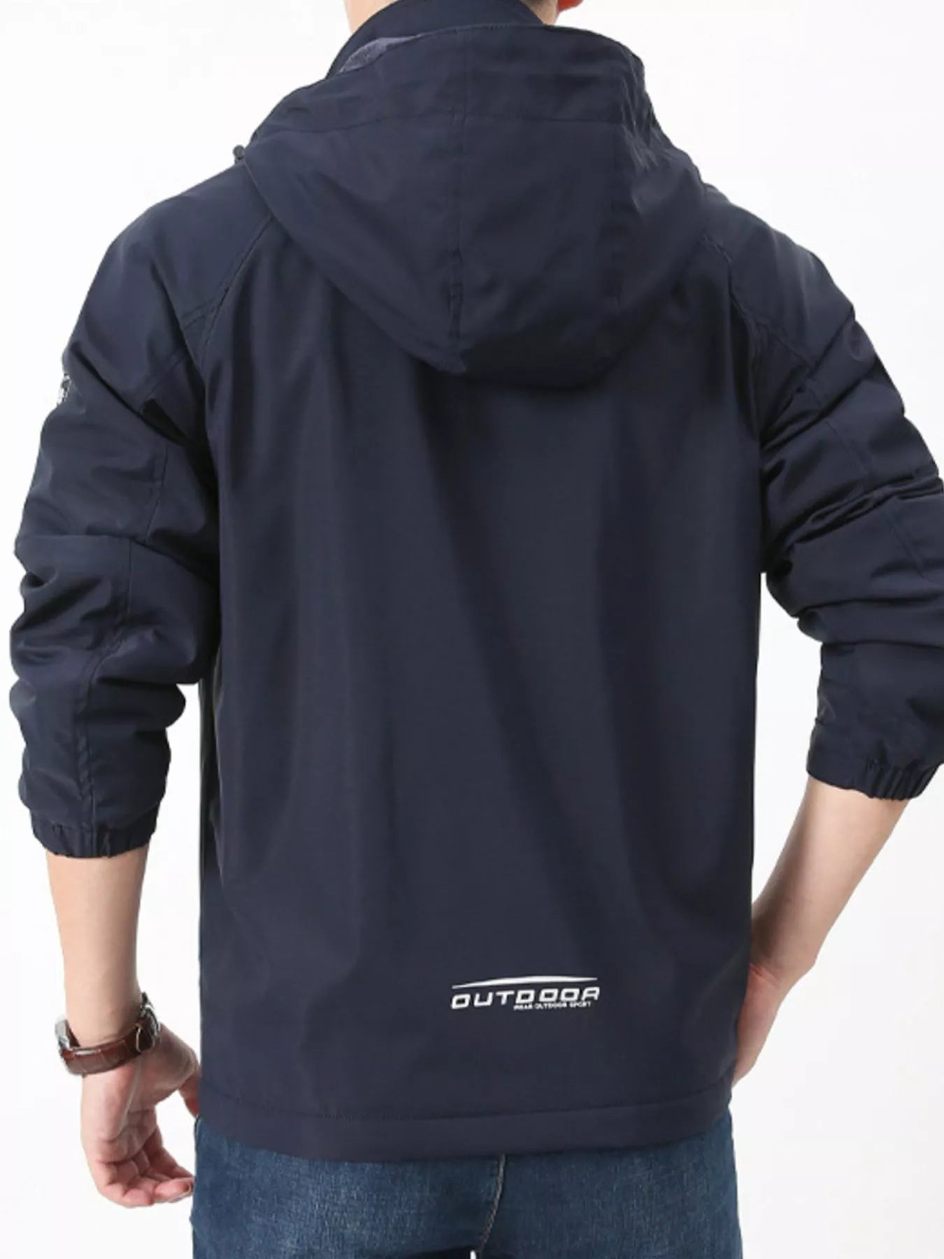 Men's Plus Size Zip Up Windproof Hooded Jacket