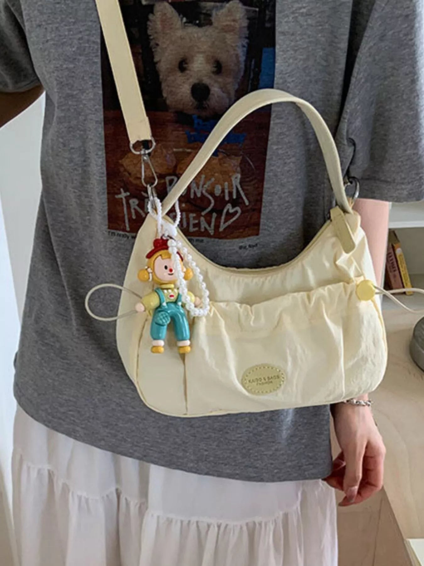 Drawstring Ruched Lightweight Crossbody Bag