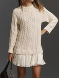 Full Size Cable-Knit Mini Sweater Dress Plus Size