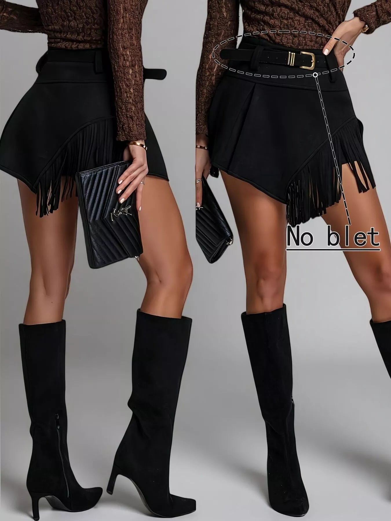 Fringed Suede Mini Skort