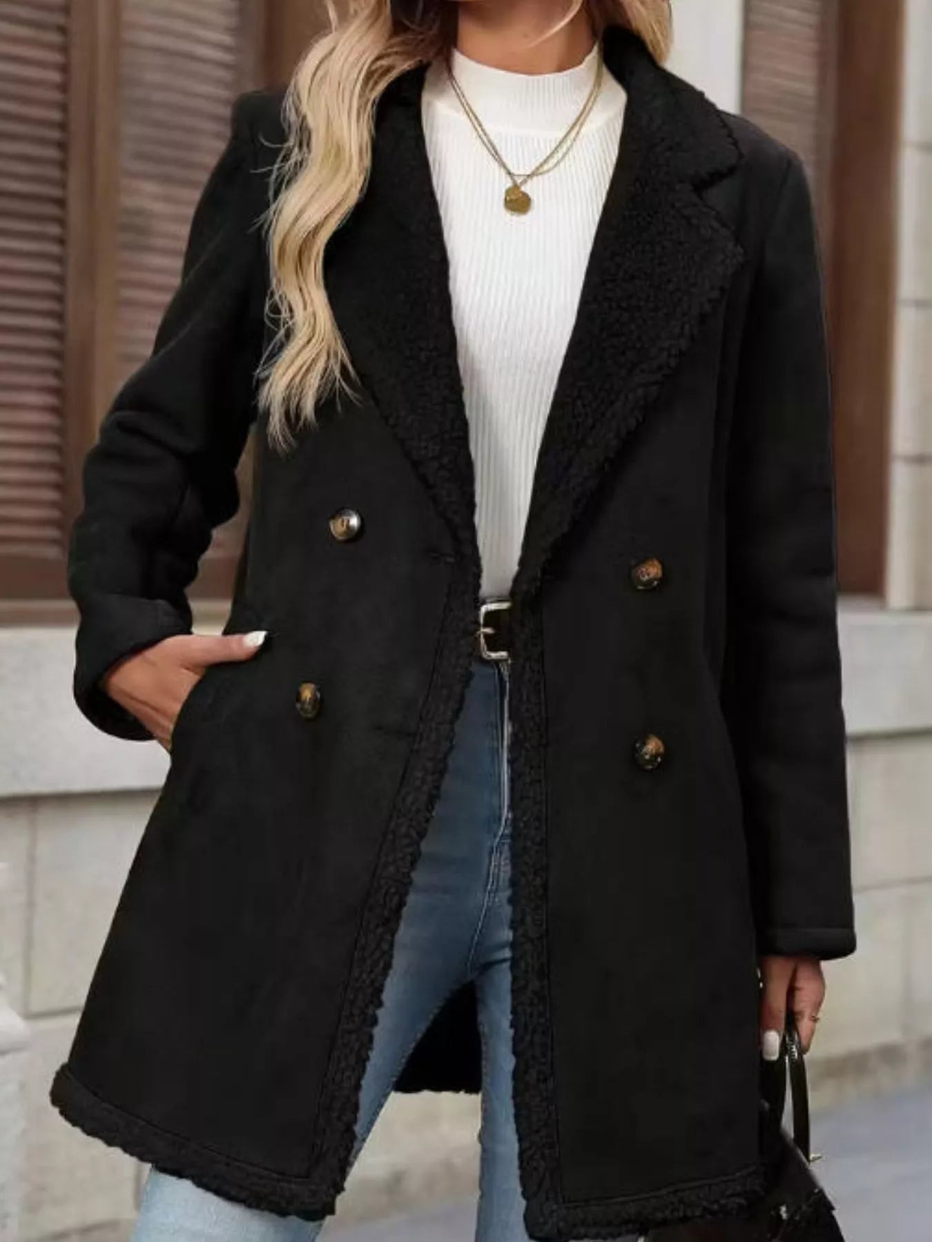 Sherpa Lined Button Up Coat