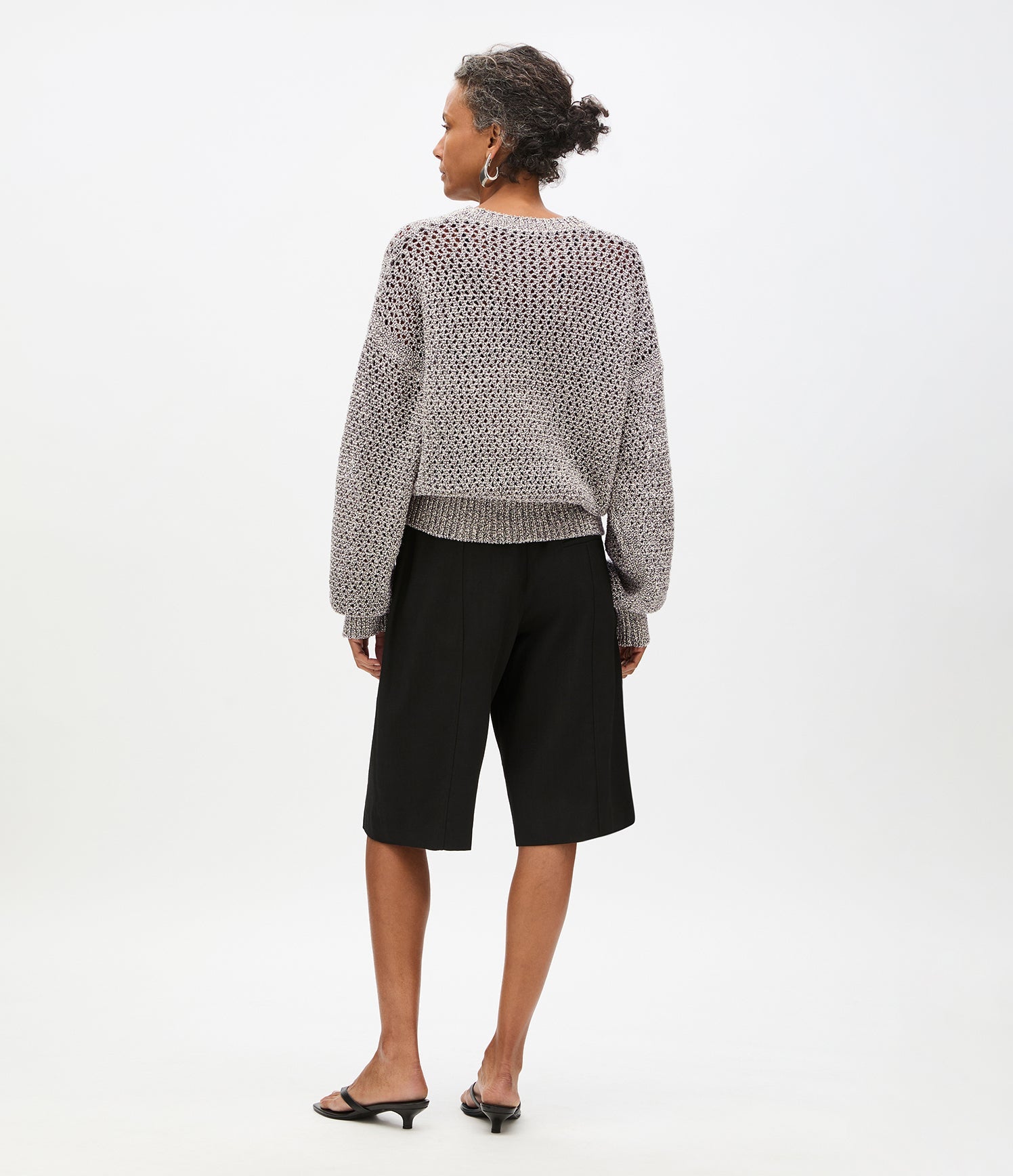 Open Knit Crewneck | Black Ecru