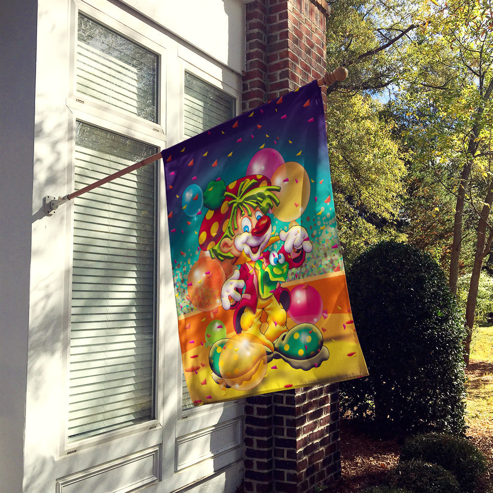 Happy Birthday Clown House Flag 28x40 Porch Sleeve Pole Decorative Outside Yard Banner Artwork Wall Hanging, Polyester