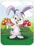 Bunny Rabbit in Mushrooms Cutting Board Tempered Glass Kitchen Cutting Surface, Heat Resistant Chopping, Non-Slip Feet, Food Prep & Serving