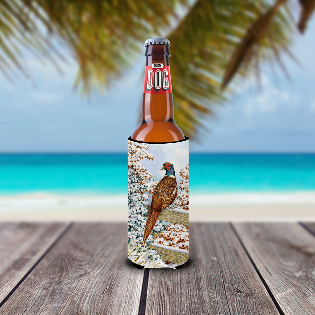 Pheasant Slim Can Hugger , Insulated Foam Hugger for 12 oz Slim Cans, Beer Bottles & Water Bottles, Printed in USA