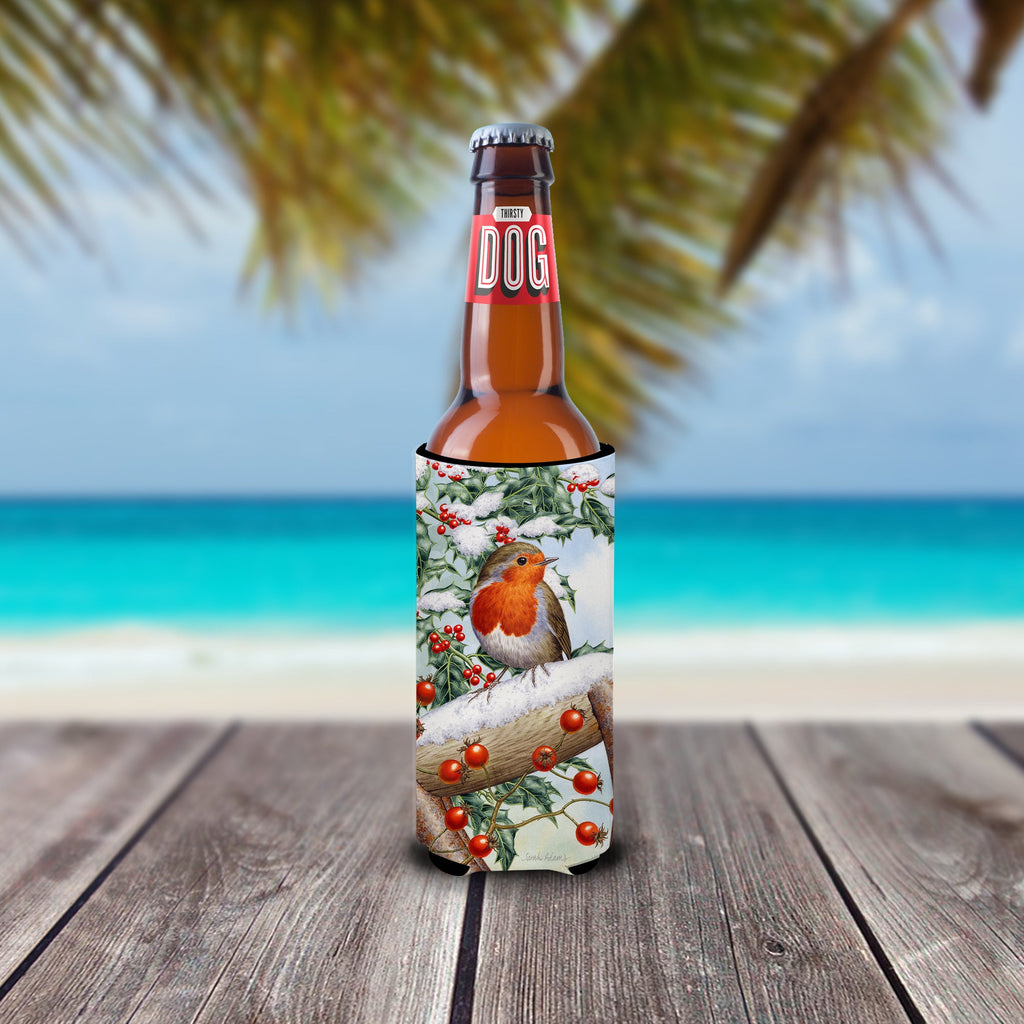 European Garden Robin Slim Can Hugger , Insulated Foam Hugger for 12 oz Slim Cans, Beer Bottles & Water Bottles, Printed in USA