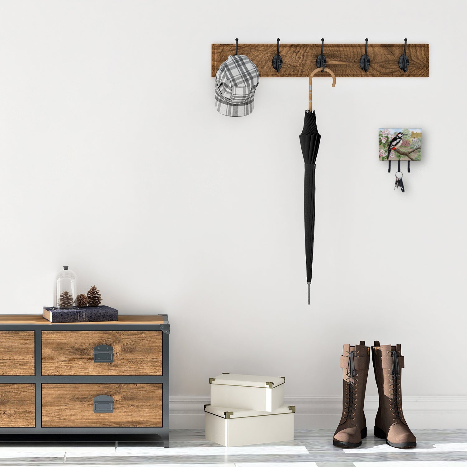 Woodpecker Leash or Key Holder Wall Hooks, Coat Rack Wall Mount, for Hanging Keys, Towels, Aprons, Leashes