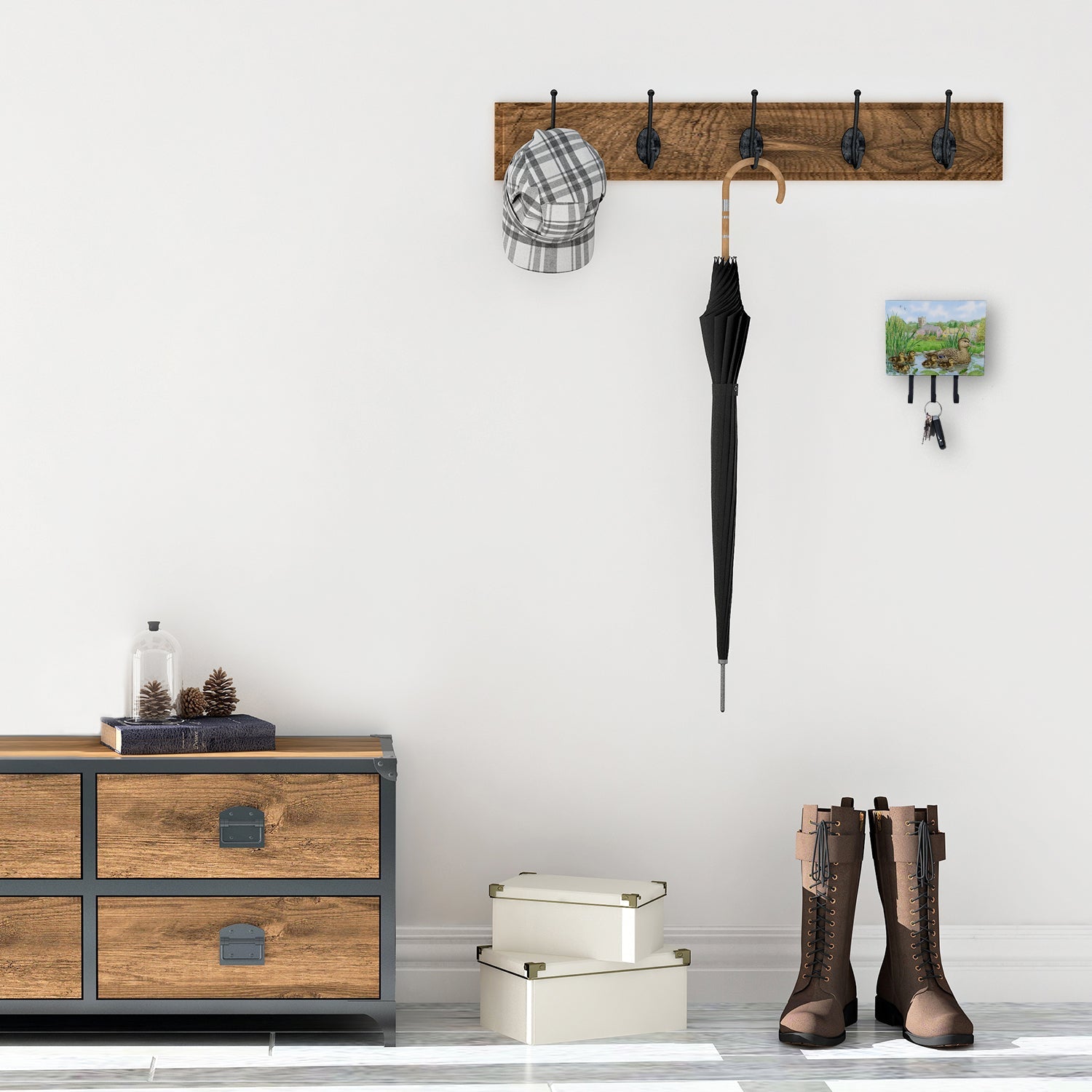 Mallard Duck Leash or Key Holder Wall Hooks, Coat Rack Wall Mount, for Hanging Keys, Towels, Aprons, Leashes
