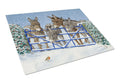 Donkeys and Robin at the Fence Cutting Board Tempered Glass Kitchen Cutting Surface, Heat Resistant Chopping, Non-Slip Feet, Food Prep & Serving