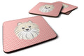 Checkerboard Pink Pomeranian Foam Coasters Set of 4 Cup Coasters for Indoor Outdoor, Tabletop Protection, Anti Slip, Mouse pad Material