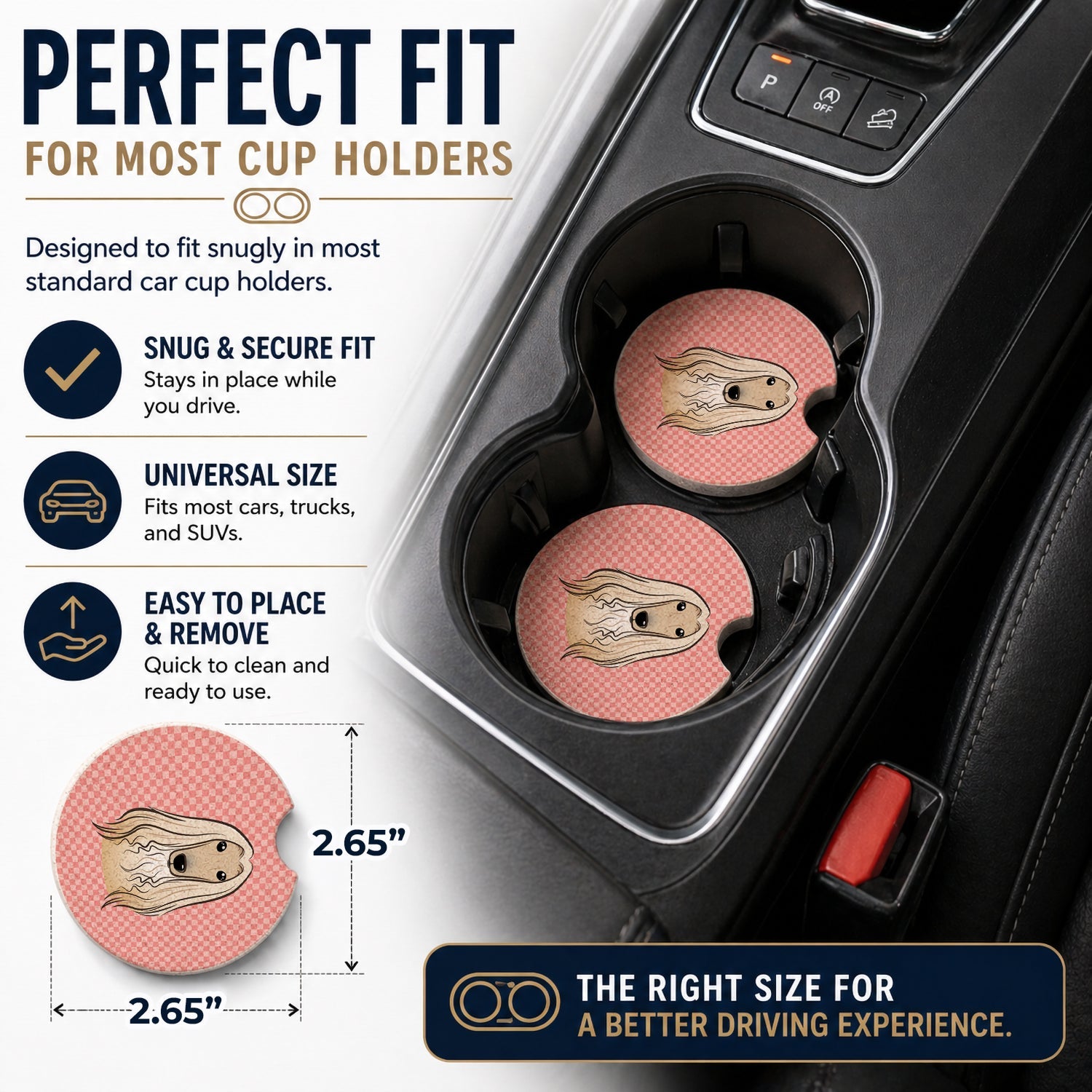 Checkerboard Pink Afghan Hound Set of 2 Cup Holder Car Coasters Absorbent Round Sandstone Coasters Gifts for Men or Women, 2.5, Multicolor