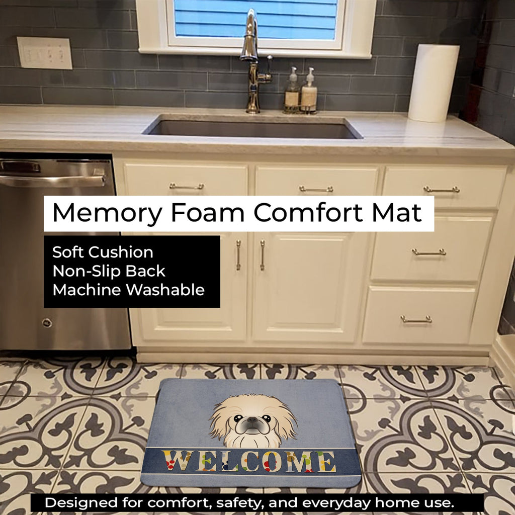 Pekingese Welcome Memory Foam Kitchen Mat Machine Washable Anti-Fatigue Cushion Comfort Bath or Kitchen Rug