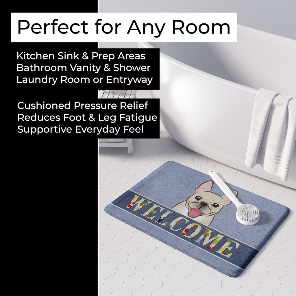 French Bulldog Welcome Memory Foam Kitchen Mat Machine Washable Anti-Fatigue Cushion Comfort Bath or Kitchen Rug