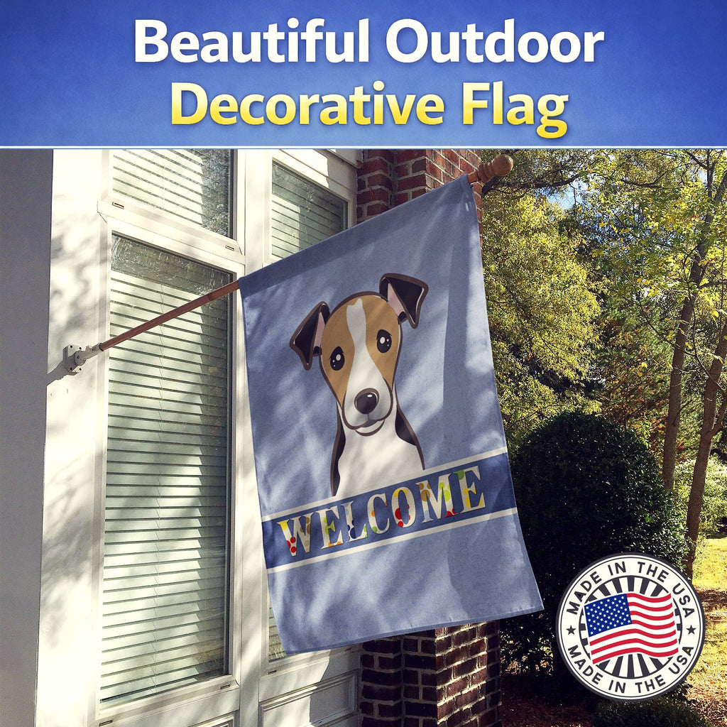 Jack Russell Terrier Welcome House Flag 28x40 Porch Sleeve Pole Decorative Outside Yard Banner Artwork Wall Hanging, Polyester
