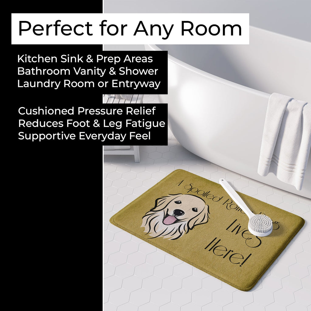 Golden Retriever Spoiled Dog Lives Here Memory Foam Kitchen Mat Machine Washable Anti-Fatigue Cushion Comfort Bath or Kitchen Rug