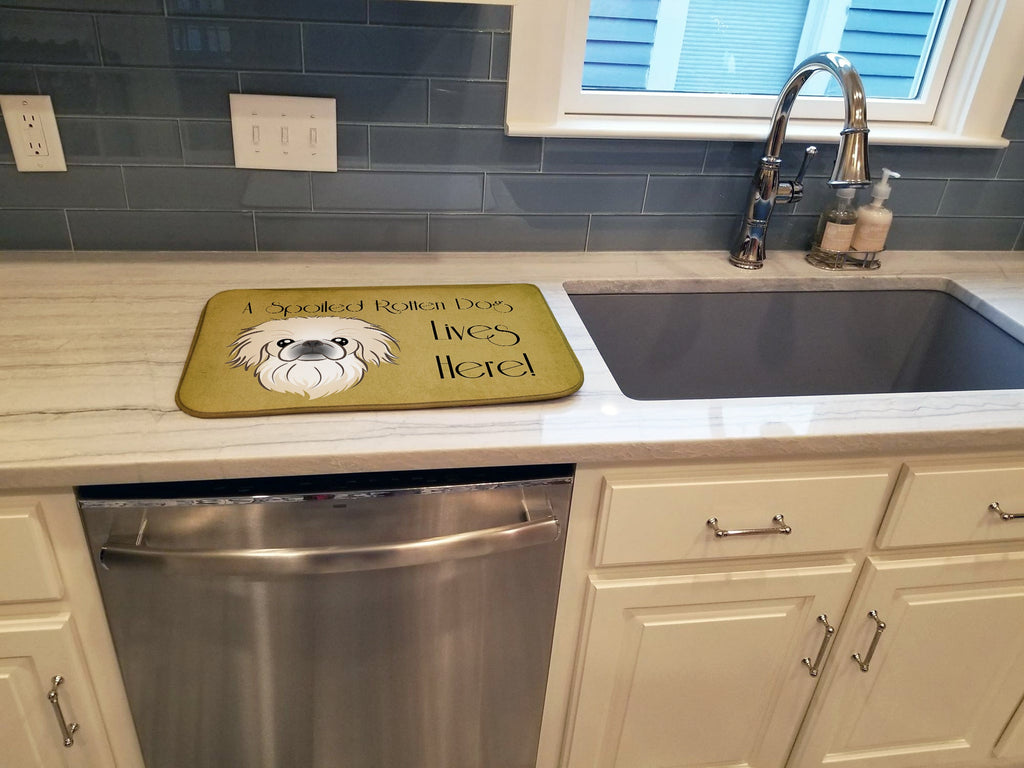 Pekingese Spoiled Dog Lives Here Dish Drying Mat Absorbent Dish Drying Mat Pad for Kitchen Counter Dish Drainer Mat for Countertop, 14 x 21", Multicolor