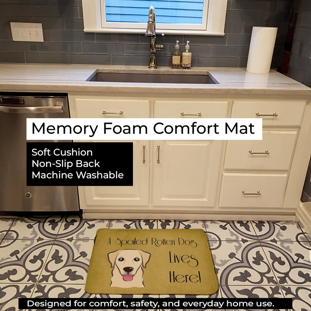 Golden Retriever Spoiled Dog Lives Here Memory Foam Kitchen Mat Machine Washable Anti-Fatigue Cushion Comfort Bath or Kitchen Rug