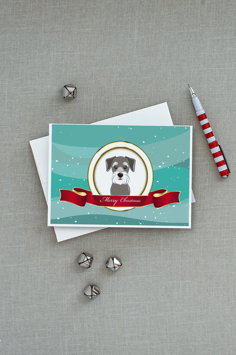 Schnauzer Merry Christmas Greeting Cards Pack of 8 Blank Cards with Envelopes Whimsical A7 Size 5x7