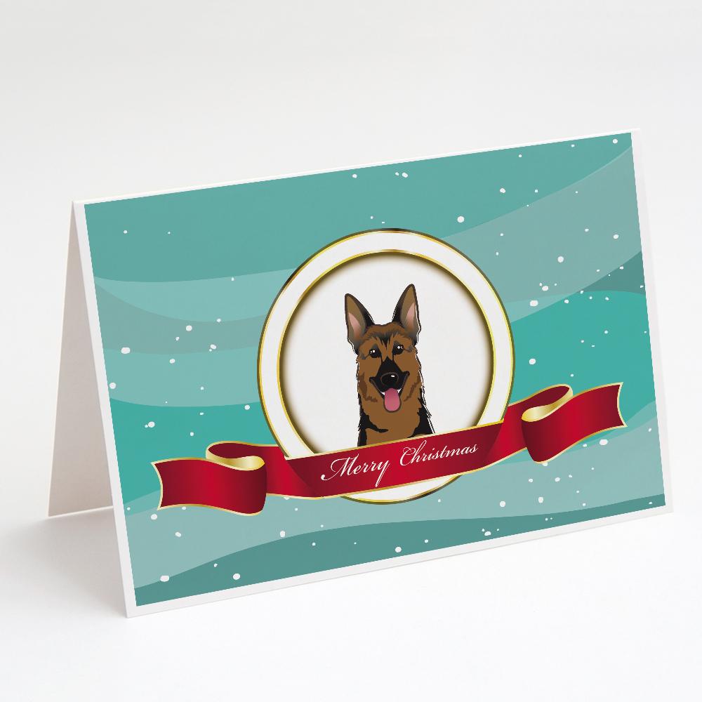 German Shepherd Merry Christmas Greeting Cards Pack of 8 Blank Cards with Envelopes Whimsical A7 Size 5x7