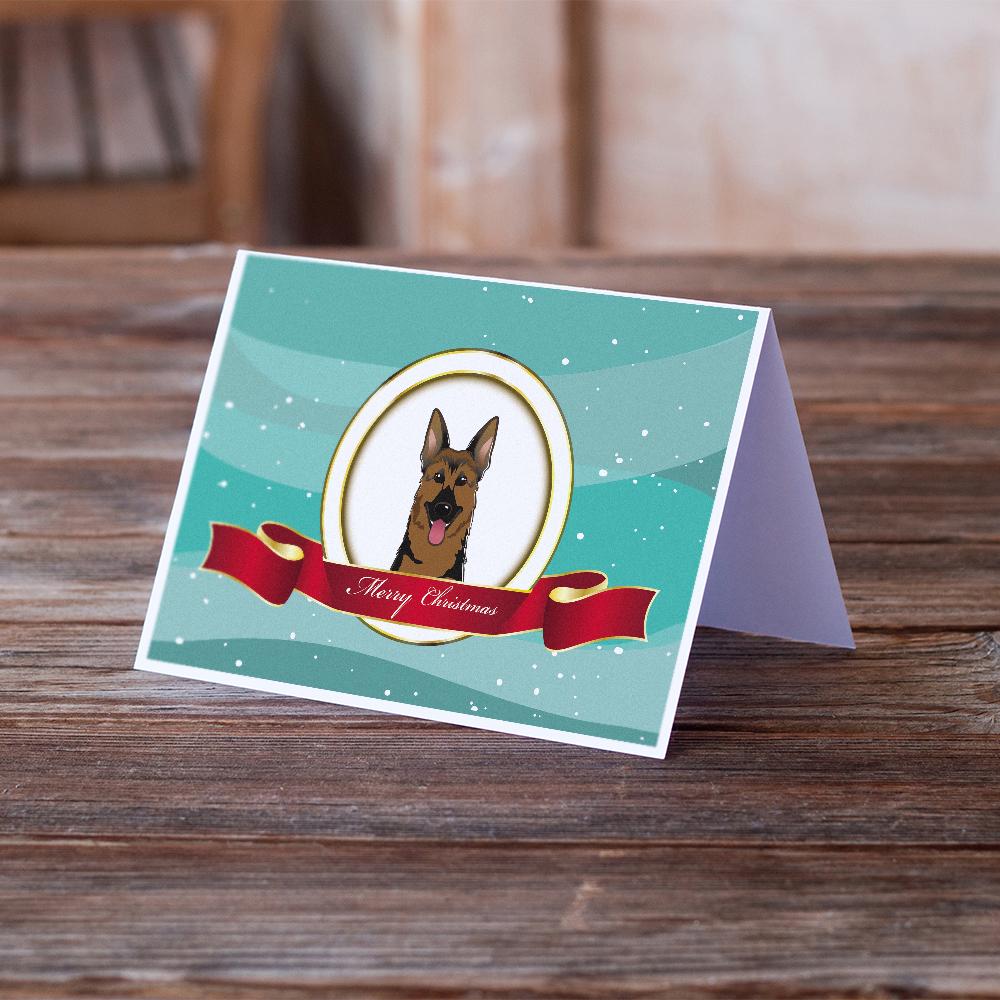 German Shepherd Merry Christmas Greeting Cards Pack of 8 Blank Cards with Envelopes Whimsical A7 Size 5x7