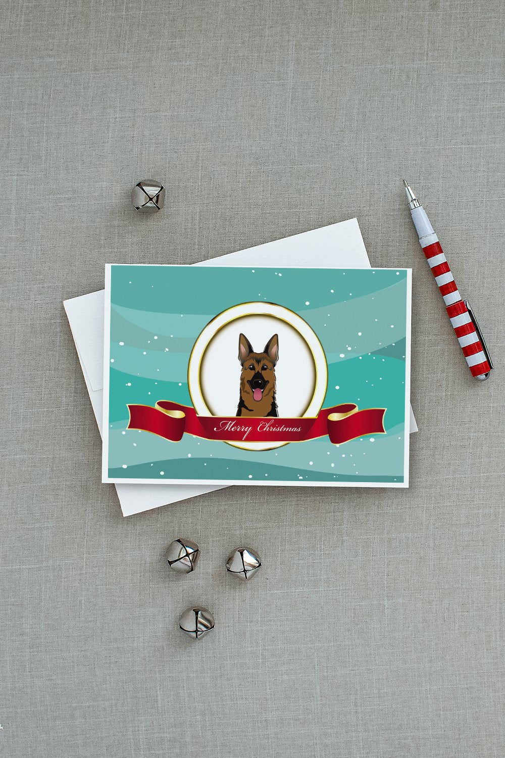 German Shepherd Merry Christmas Greeting Cards Pack of 8 Blank Cards with Envelopes Whimsical A7 Size 5x7