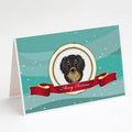 Longhair Black and Tan Dachshund Merry Christmas Greeting Cards Pack of 8 Blank Cards with Envelopes Whimsical A7 Size 5x7