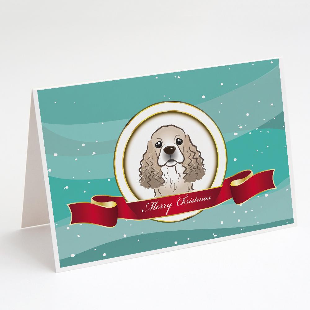 Cocker Spaniel Merry Christmas Greeting Cards Pack of 8 Blank Cards with Envelopes Whimsical A7 Size 5x7
