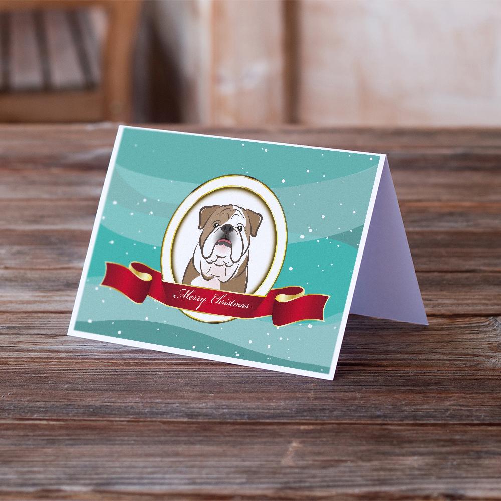 English Bulldog  Merry Christmas Greeting Cards Pack of 8 Blank Cards with Envelopes Whimsical A7 Size 5x7