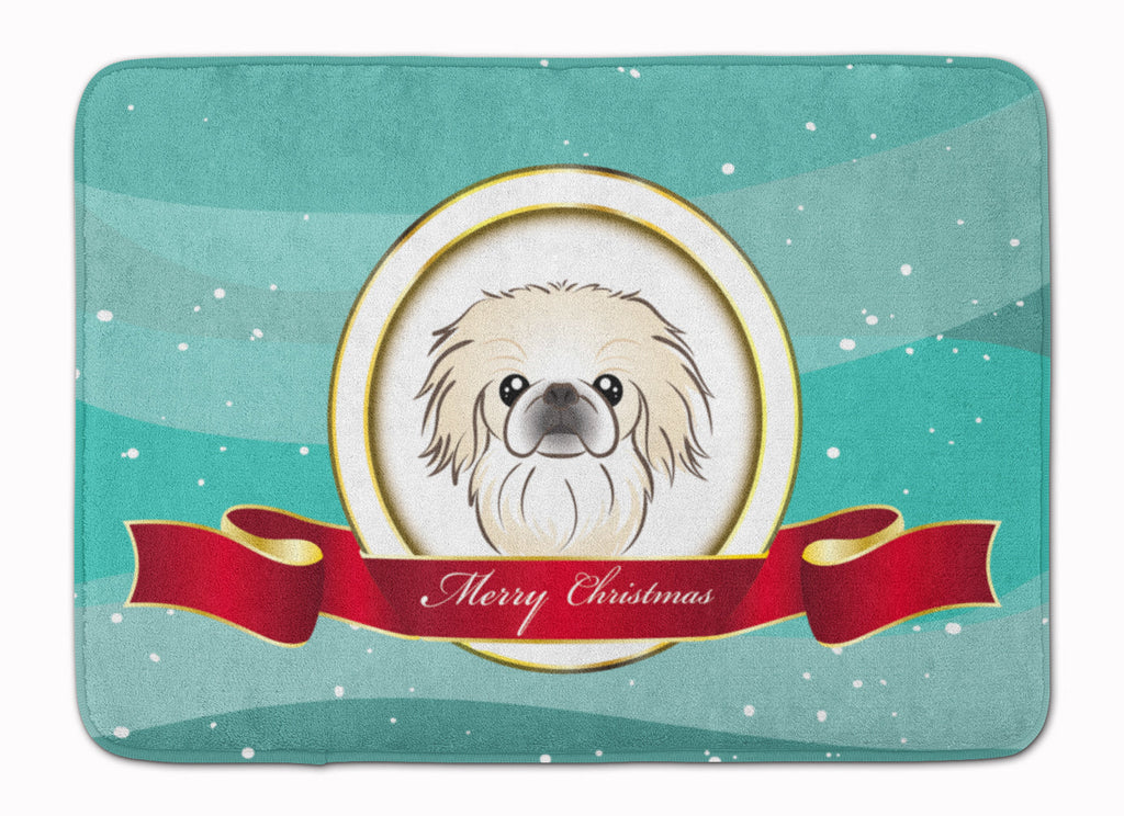 Pekingese Merry Christmas Memory Foam Kitchen Mat Machine Washable Anti-Fatigue Cushion Comfort Bath or Kitchen Rug