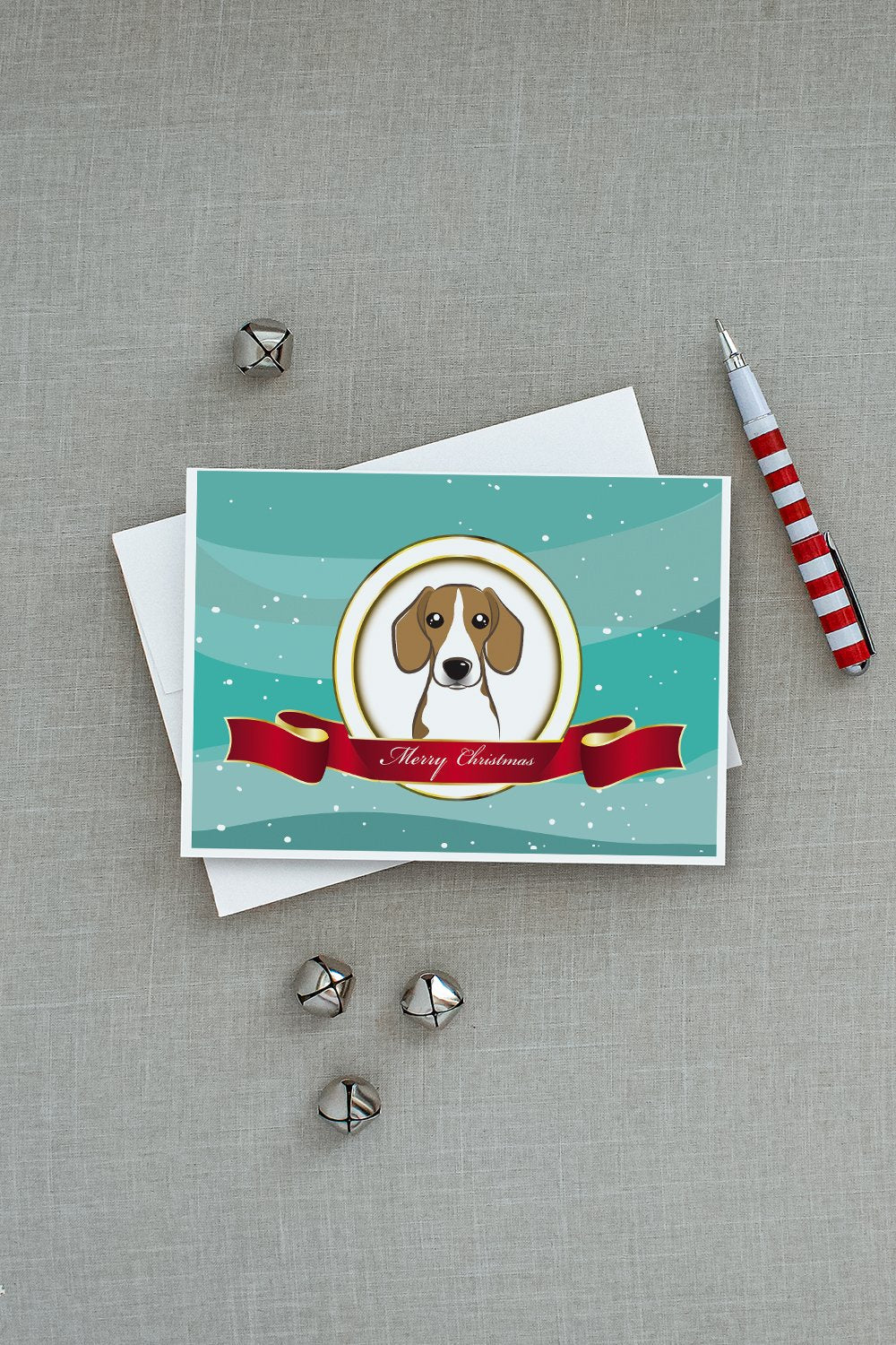 Beagle Merry Christmas Greeting Cards Pack of 8 Blank Cards with Envelopes Whimsical A7 Size 5x7
