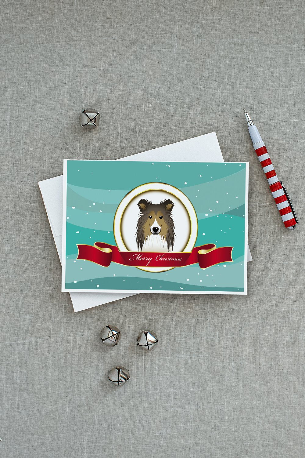 Sheltie Merry Christmas Greeting Cards Pack of 8 Blank Cards with Envelopes Whimsical A7 Size 5x7