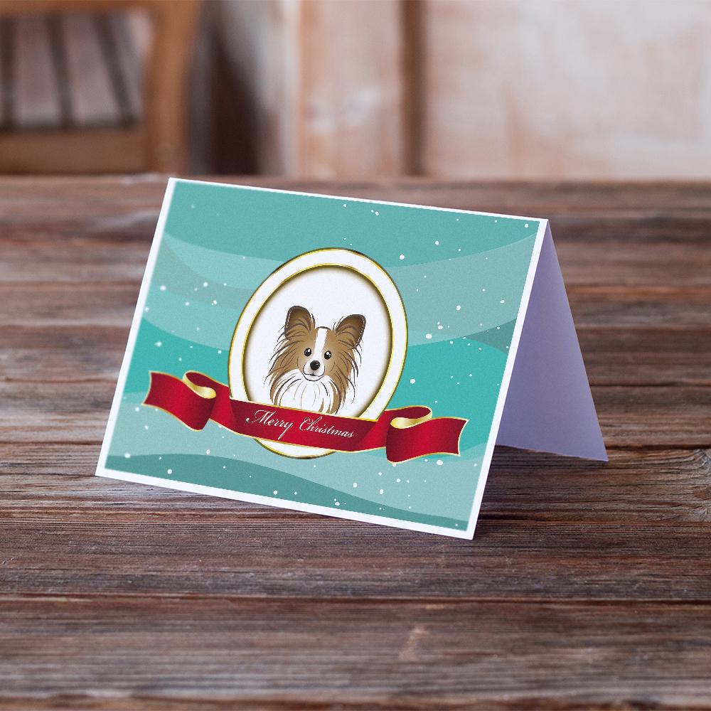 Papillon Merry Christmas Greeting Cards Pack of 8 Blank Cards with Envelopes Whimsical A7 Size 5x7