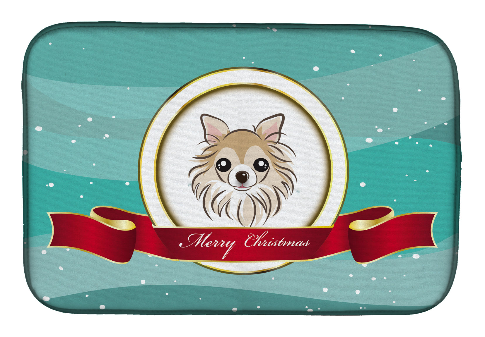 Chihuahua Merry Christmas Dish Drying Mat Absorbent Dish Drying Mat Pad for Kitchen Counter Dish Drainer Mat for Countertop, 14 x 21", Multicolor
