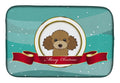 Chocolate Brown Poodle Merry Christmas Dish Drying Mat Absorbent Dish Drying Mat Pad for Kitchen Counter Dish Drainer Mat for Countertop, 14 x 21", Multicolor